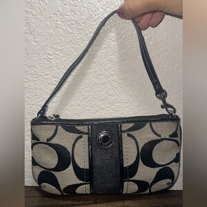 Coach Black & White Signature C Jacquard Large Wristlet Wallet Pouch